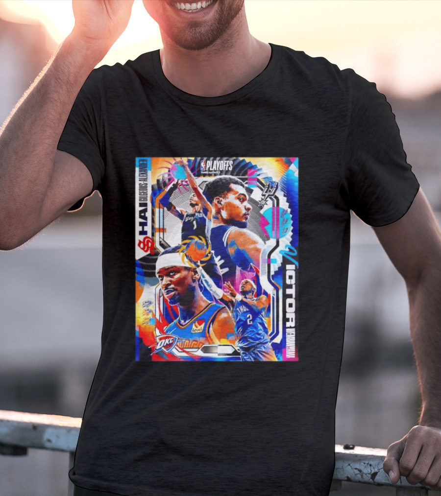 NBA Playoffs Shai Gilgeous Alexander OKC Thunder Victor Wembanyama Spurs Matchup T-Shirt
