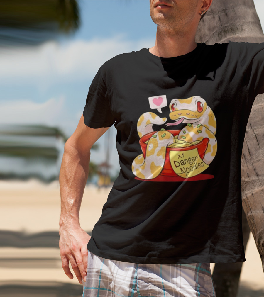 Snake Love X1 Danger Noodles Cartoon Cute Snake With Heart Speech Bubble T-Shirt