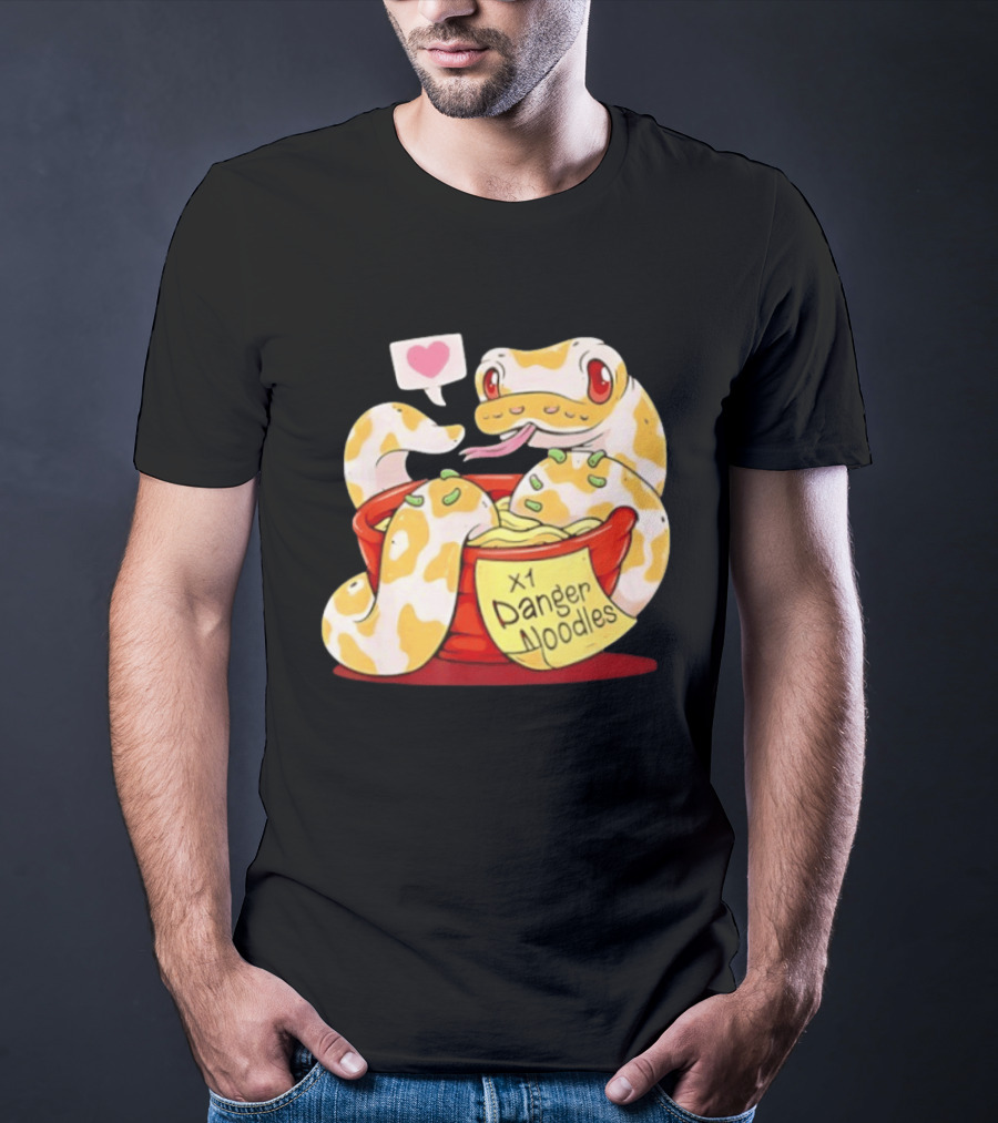 Snake Love X1 Danger Noodles Cartoon Cute Snake With Heart Speech Bubble T-Shirt