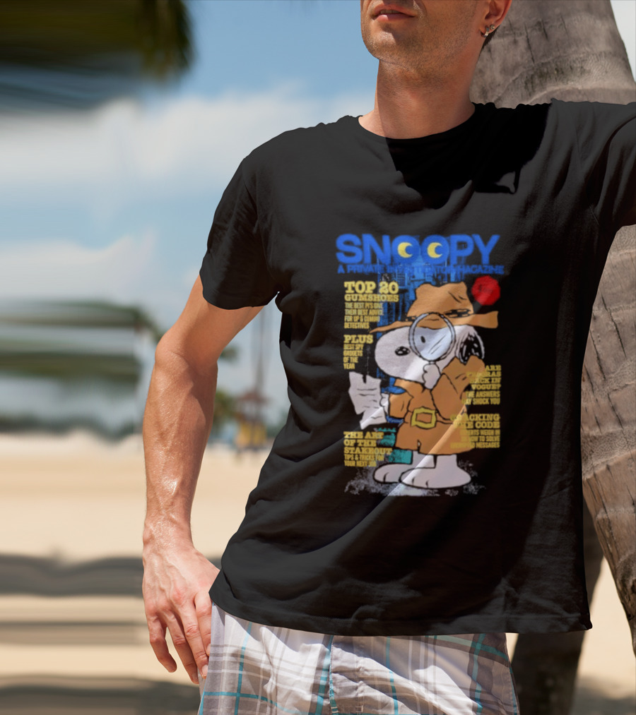 Snoopy Top 20 Clues Uncover Mystery Solved Peanuts Detective Investigator T-Shirt