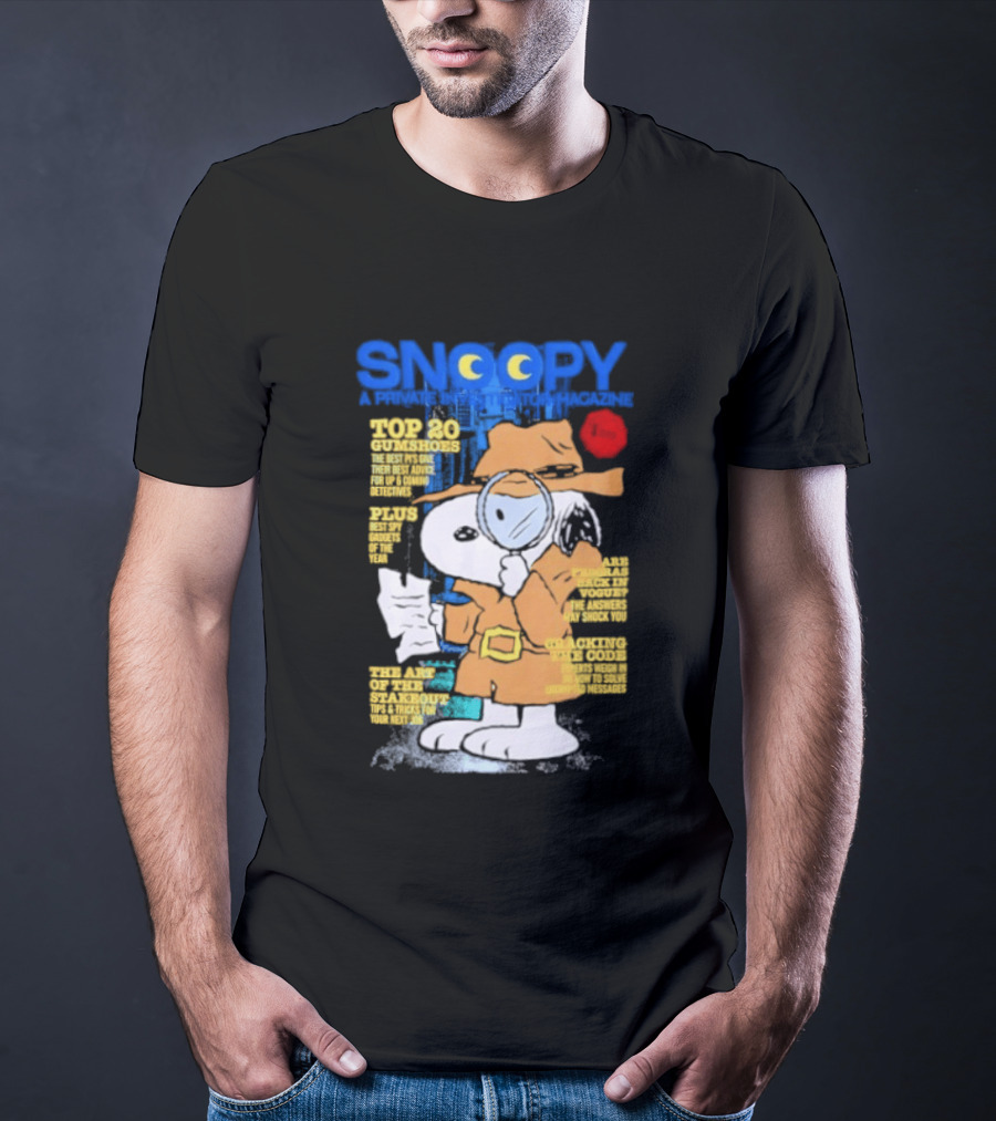 Snoopy Top 20 Clues Uncover Mystery Solved Peanuts Detective Investigator T-Shirt
