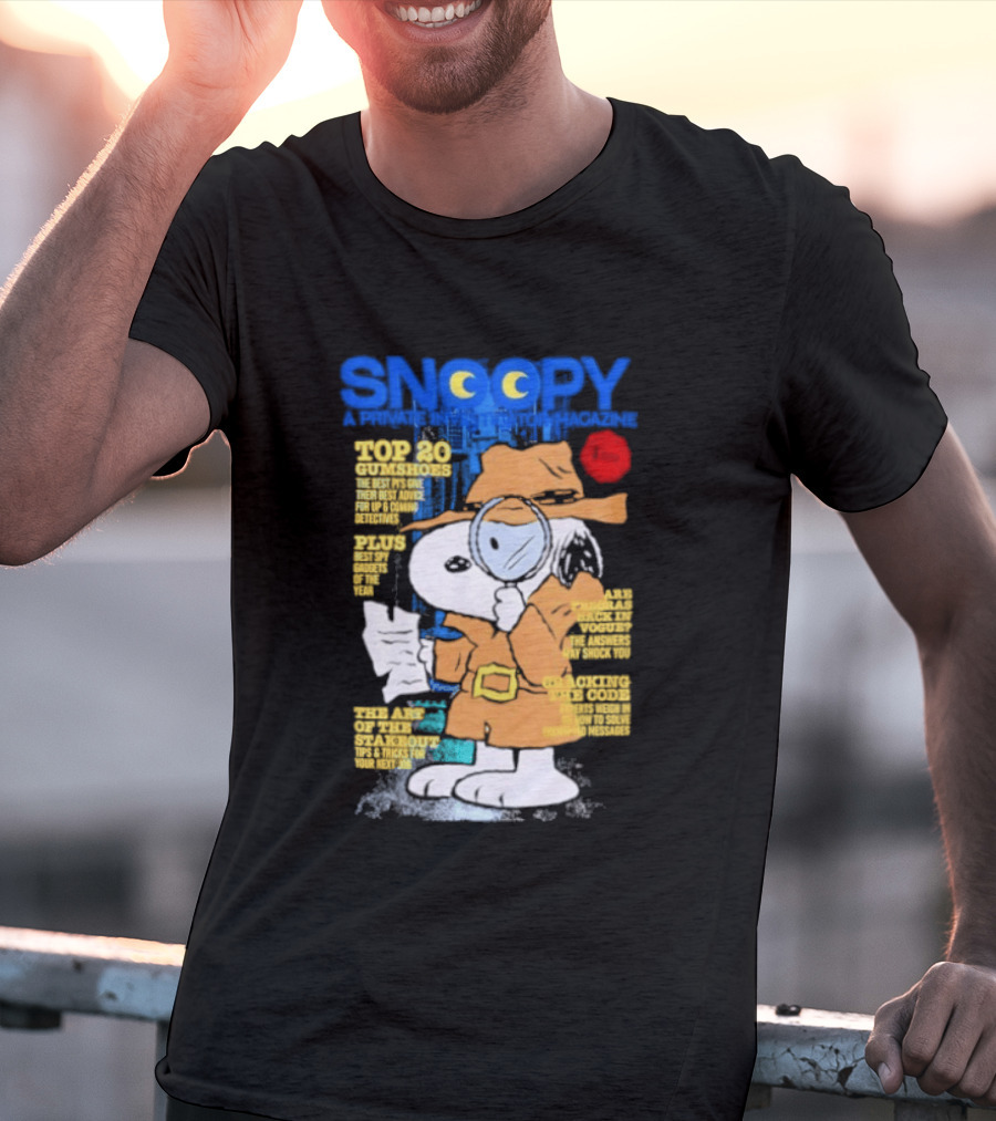 Snoopy Top 20 Clues Uncover Mystery Solved Peanuts Detective Investigator T-Shirt
