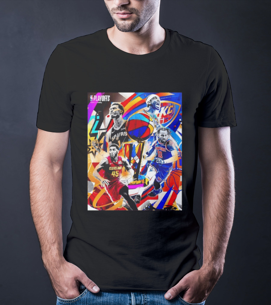 NBA Playoffs Spurs Thunder Cavaliers Knicks Star Players Wemby Alexander Brunson Mitchell T-Shirt