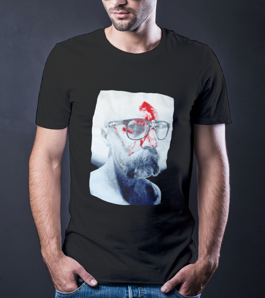 Bald Man With Bloody Beard And Skull Glasses T-Shirt