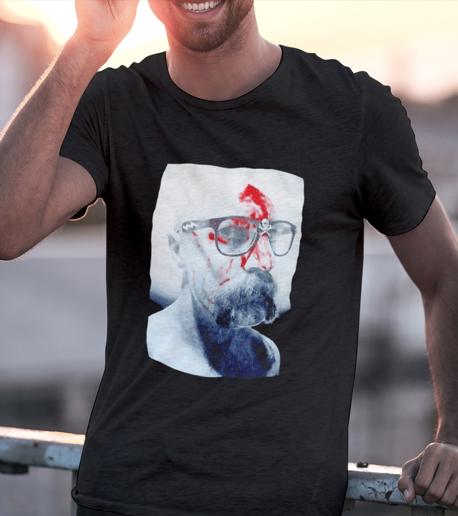 Bald Man With Bloody Beard And Skull Glasses T-Shirt