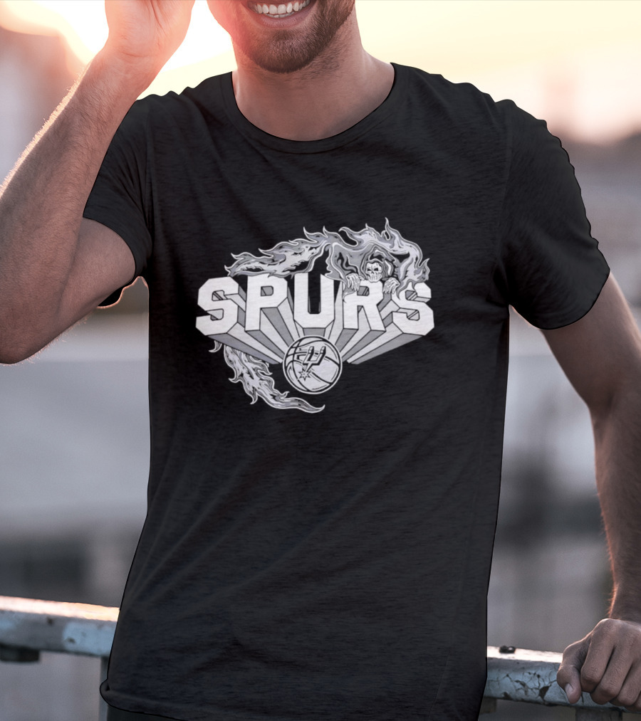 San Antonio Spurs Flaming Skull Grim Reaper NBA Basketball T-Shirt