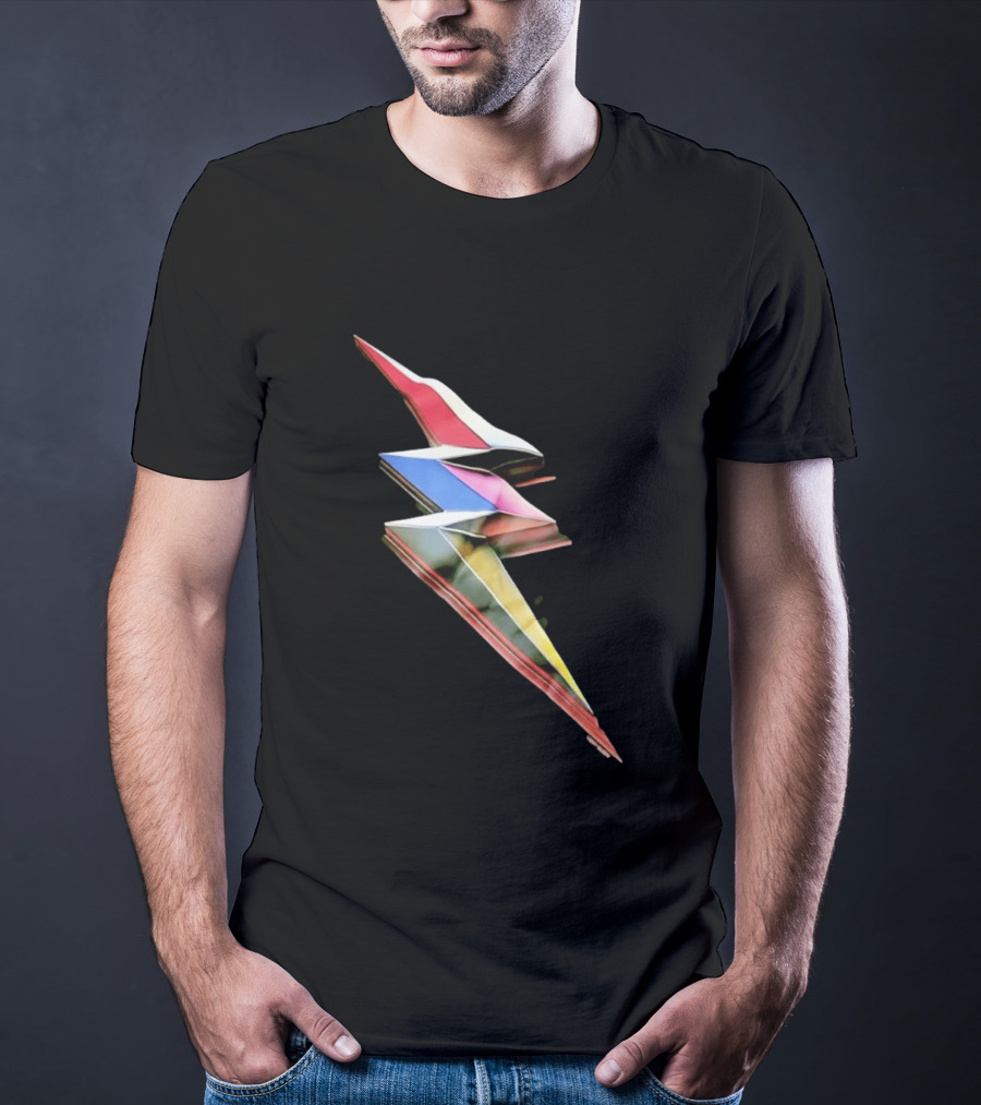 Geometric Prismatic Multicolor Lightning Bolt T-Shirt