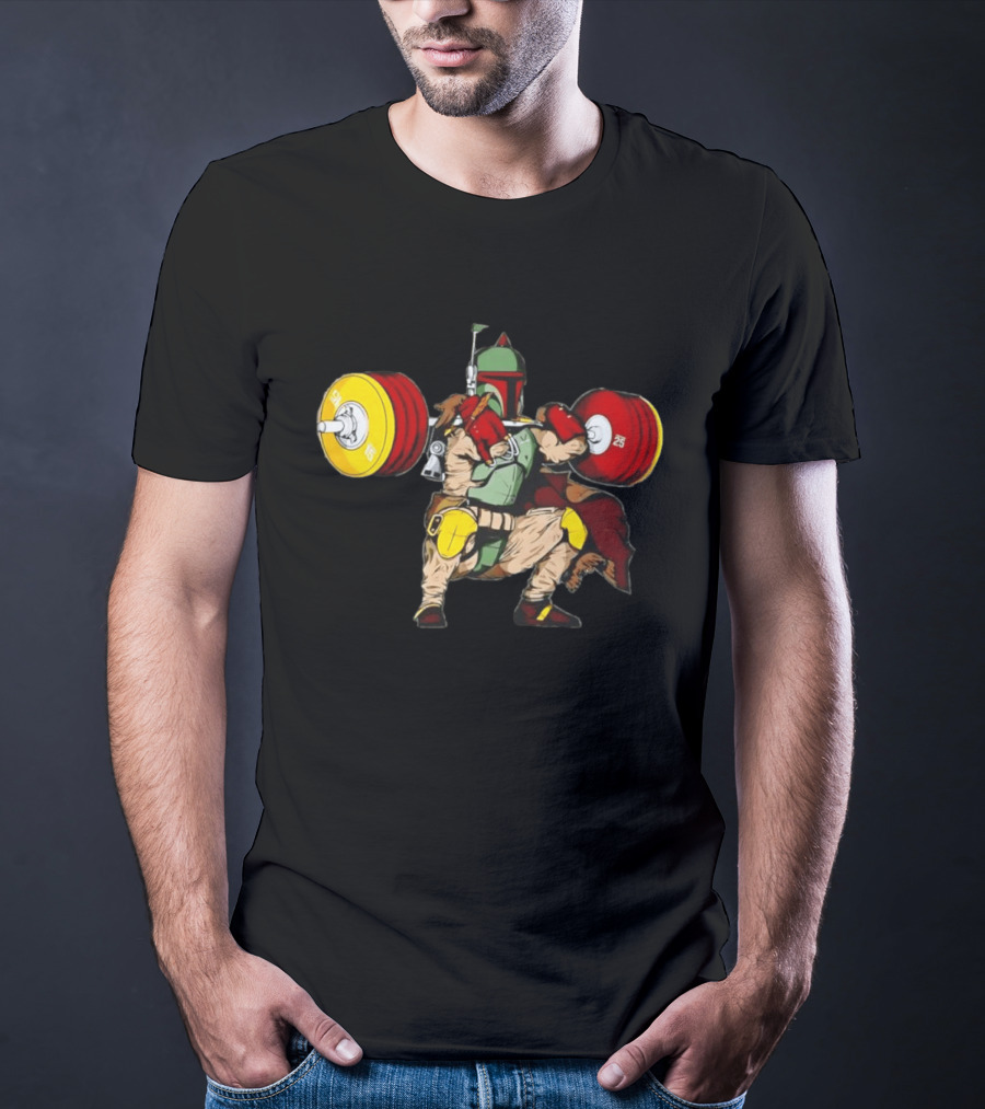 Star Wars Boba Fett Squat Weightlifting Fitness T-Shirt