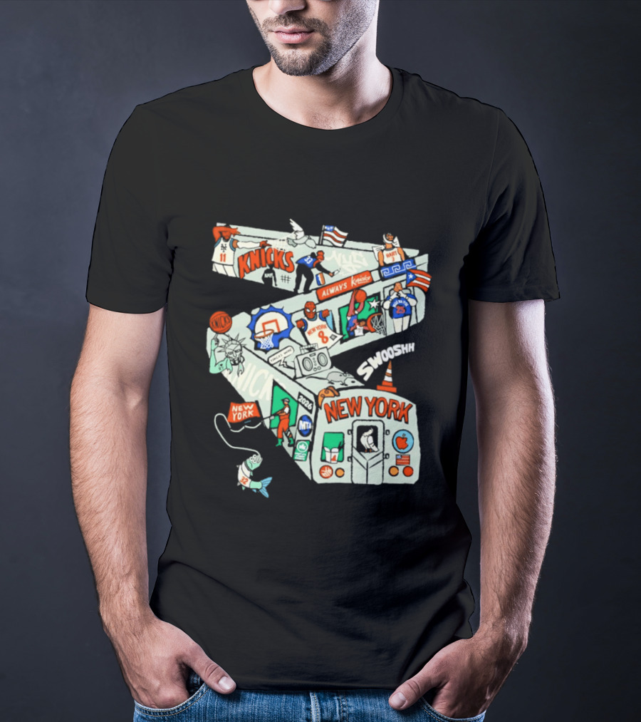 New York Knicks Subway Car Always Slamdunk Basketball City T-Shirt