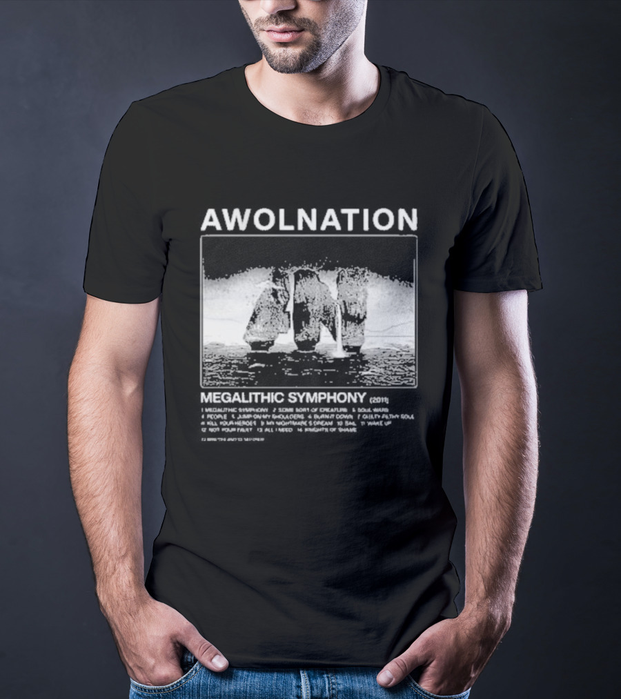 AWOLNATION Megalithic Symphony 15th Anniversary Stone Monoliths Celebration T-Shirt