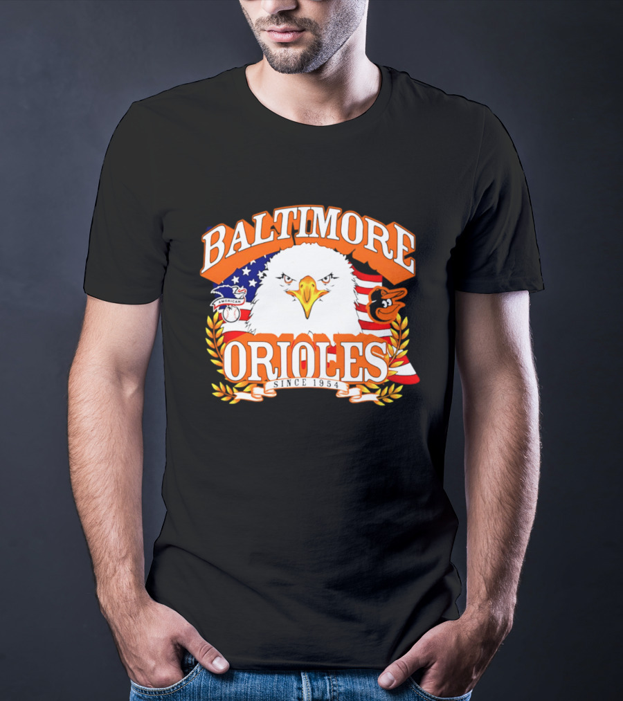 Baltimore Orioles Americana Eagle Logo With USA Flag Celebrating America's 250th Anniversary T-Shirt