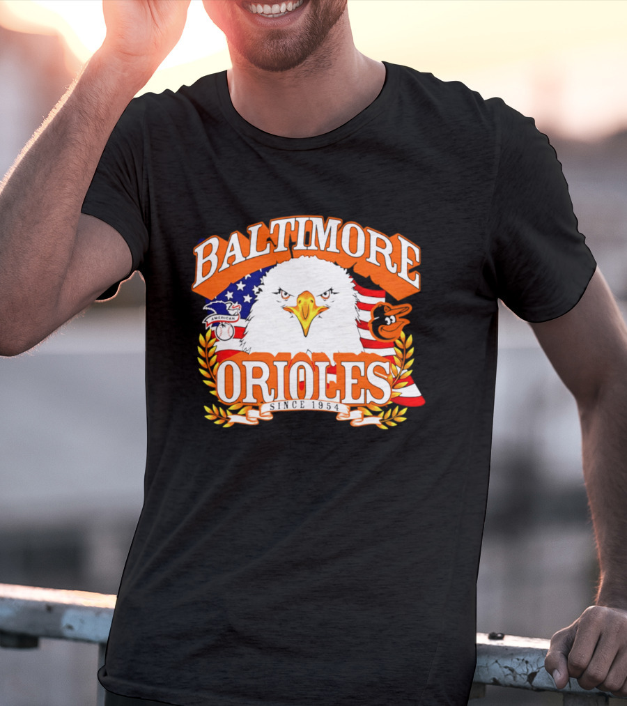 Baltimore Orioles Americana Eagle Logo With USA Flag Celebrating America's 250th Anniversary T-Shirt