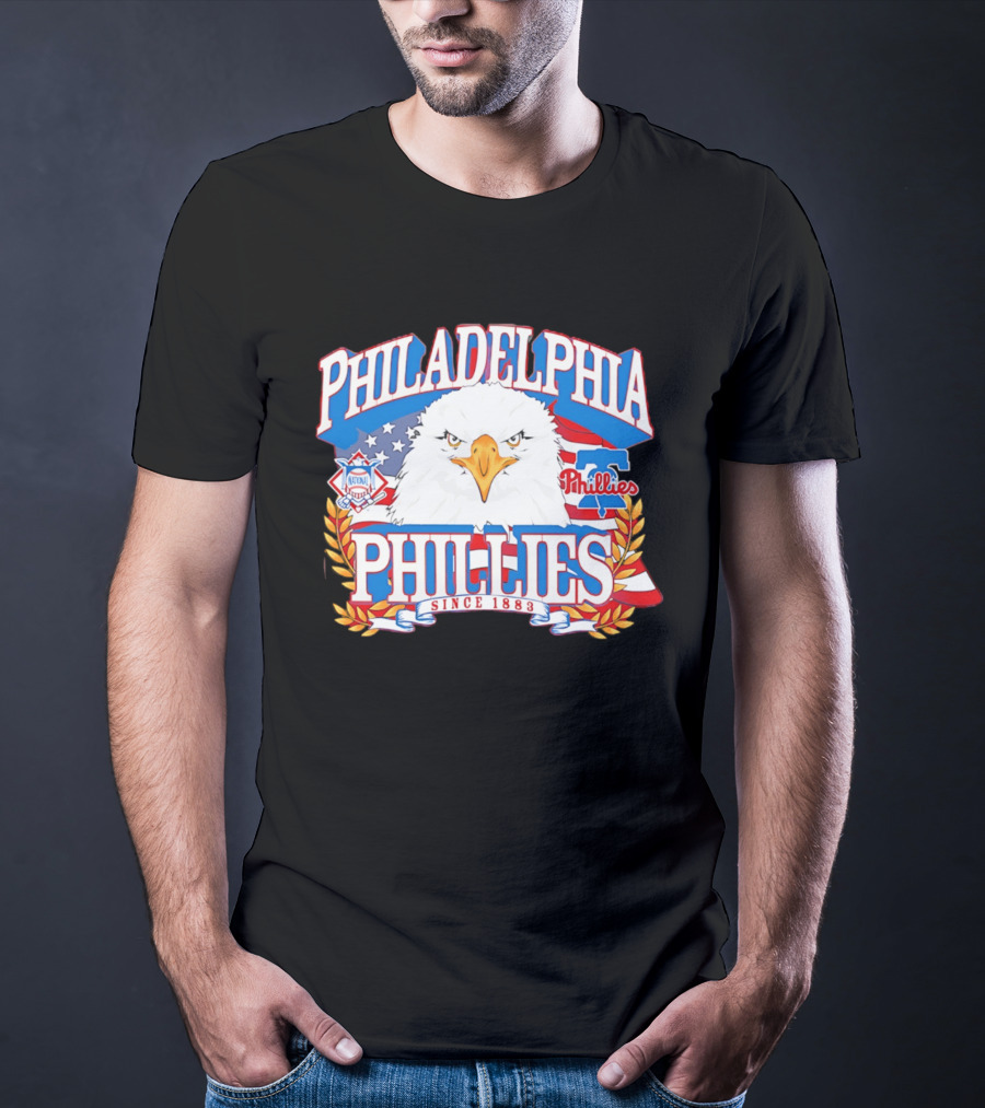 Philadelphia Phillies Eagle Americana Since 1883 National League Flag T-Shirt