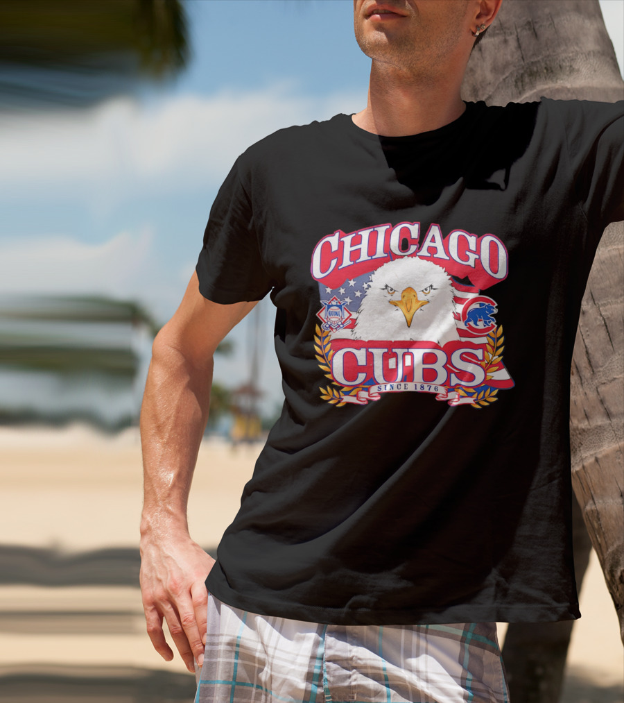 Chicago Cubs Americana Eagle Since 1876 National League Baseball Stars And Stripes 250th Celebration T-Shirt