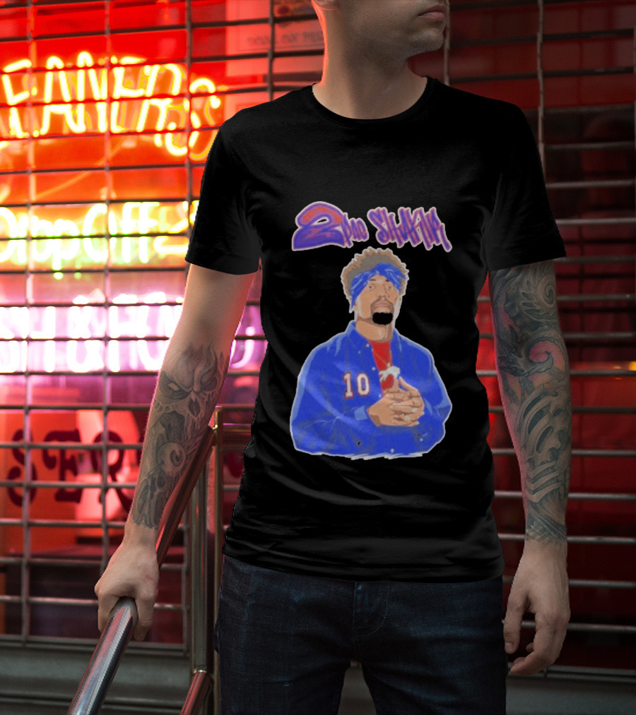2Pac Shakir Sports Roundtable 10 Blue Bandana T-Shirt