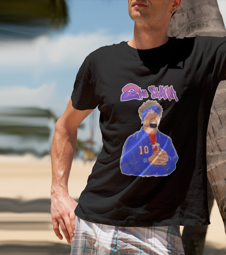 2Pac Shakir Sports Roundtable 10 Blue Bandana T-Shirt