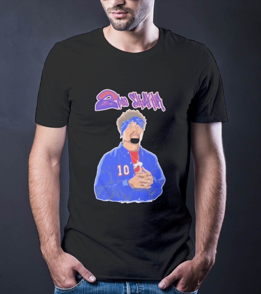 2Pac Shakir Sports Roundtable 10 Blue Bandana T-Shirt