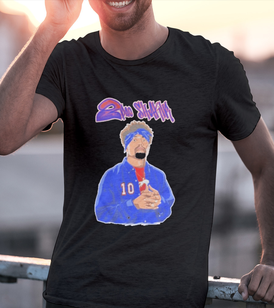 2Pac Shakir Sports Roundtable 10 Blue Bandana T-Shirt