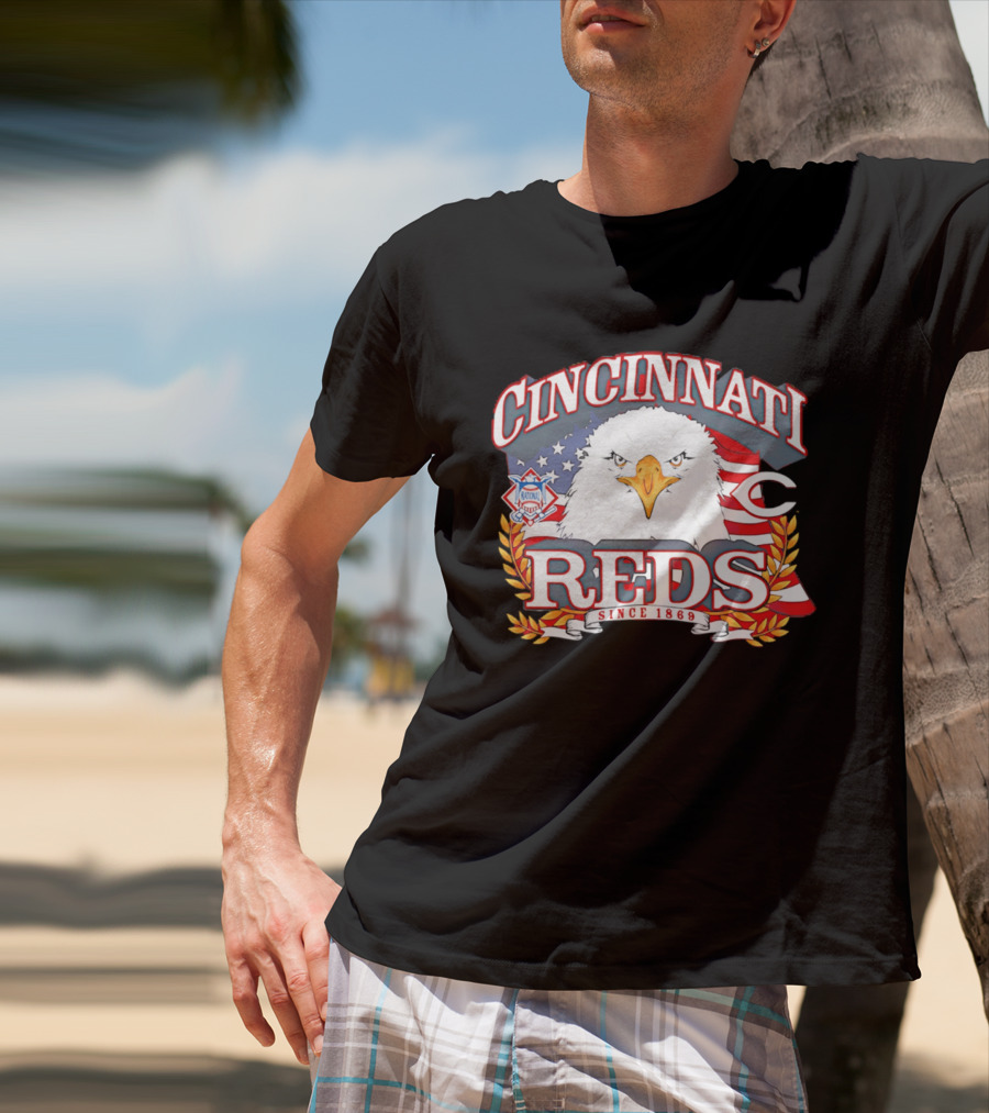 Cincinnati Reds National League Eagle American Flag Since 1869 T-Shirt