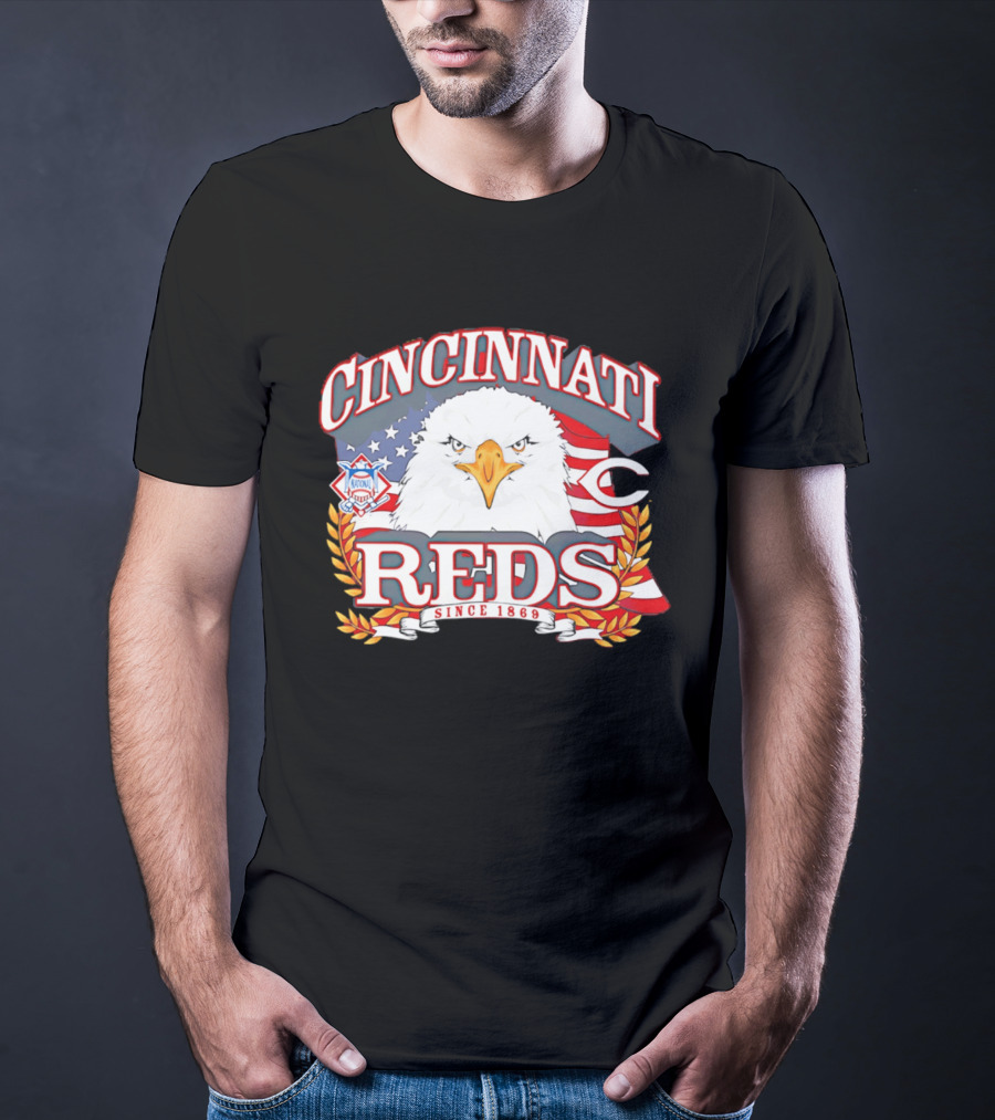Cincinnati Reds National League Eagle American Flag Since 1869 T-Shirt