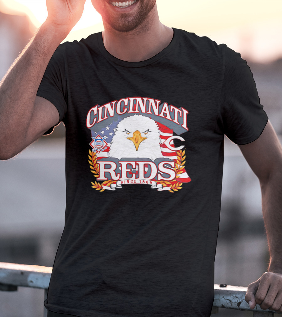 Cincinnati Reds National League Eagle American Flag Since 1869 T-Shirt