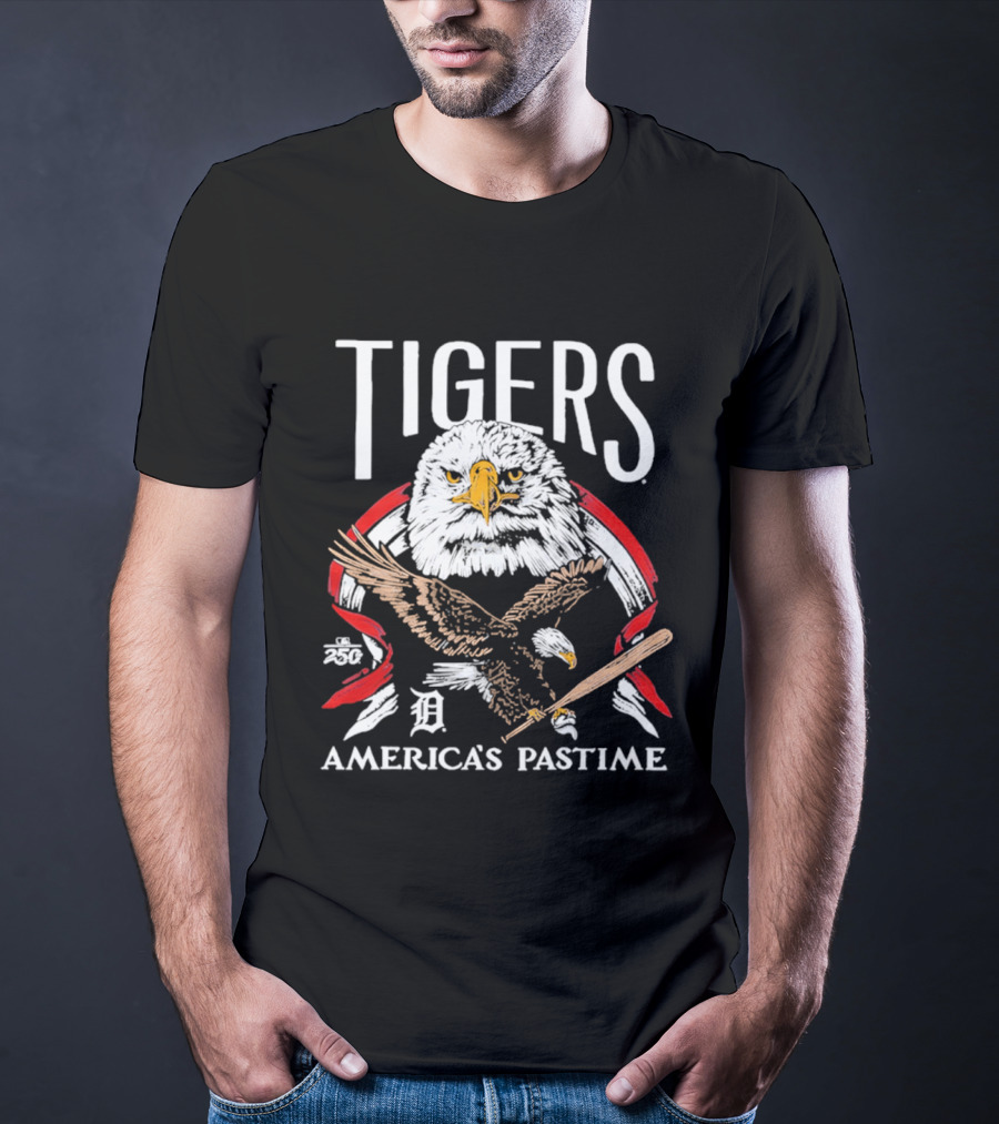 Tigers Eagle America's Pastime Bald Eagle Baseball Bat Iconic 250th Anniversary T-Shirt