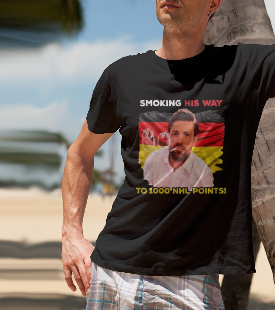Smoking His Way To 1000 NHL Points Leon Draisaitl Edmonton Oilers T-Shirt