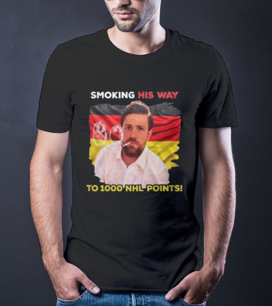 Smoking His Way To 1000 NHL Points Leon Draisaitl Edmonton Oilers T-Shirt