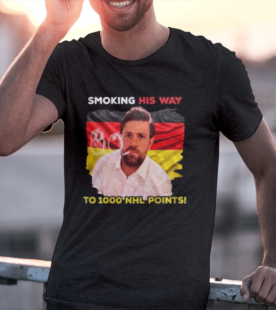 Smoking His Way To 1000 NHL Points Leon Draisaitl Edmonton Oilers T-Shirt