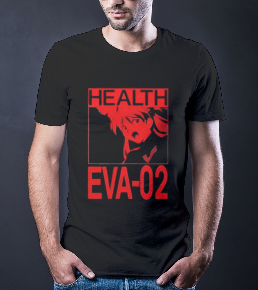 Health Eva 02 Anime Character Red Sketch T-Shirt
