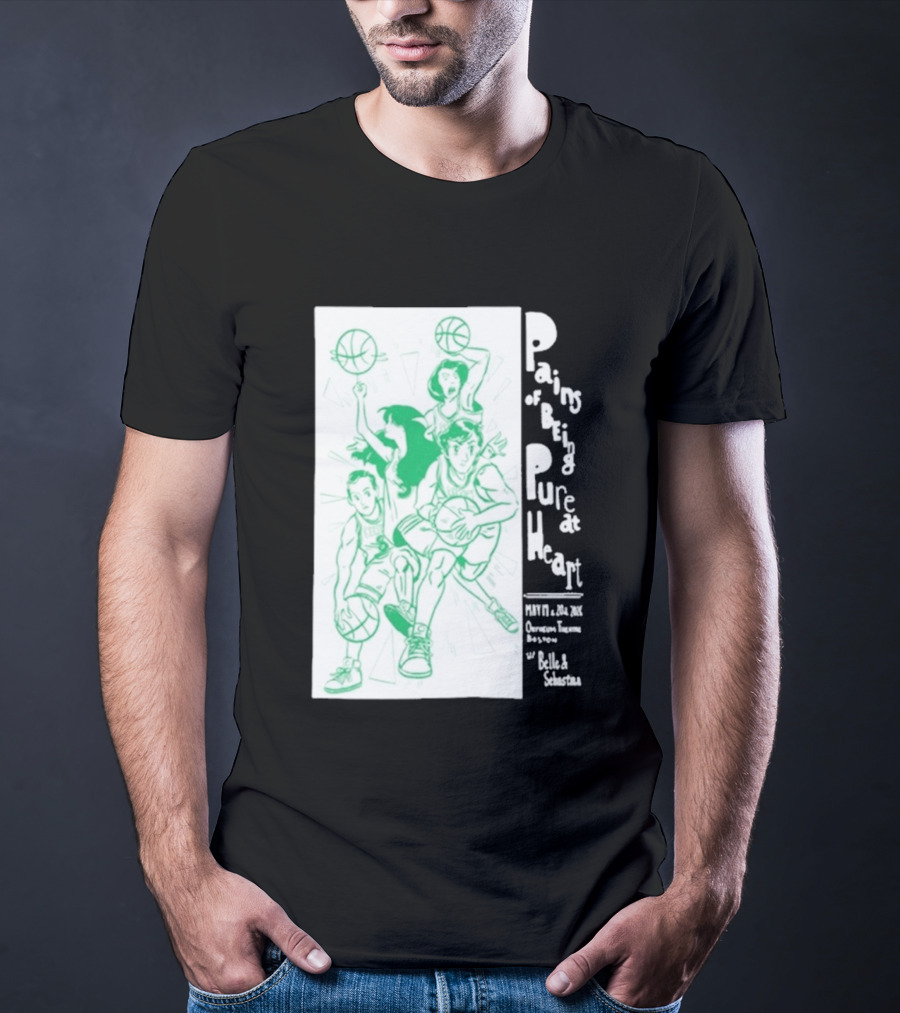 Pains Of Being Pure At Heart Boston May 19 Paradise Touring Company With Helki Silkscreen Basketball T-Shirt
