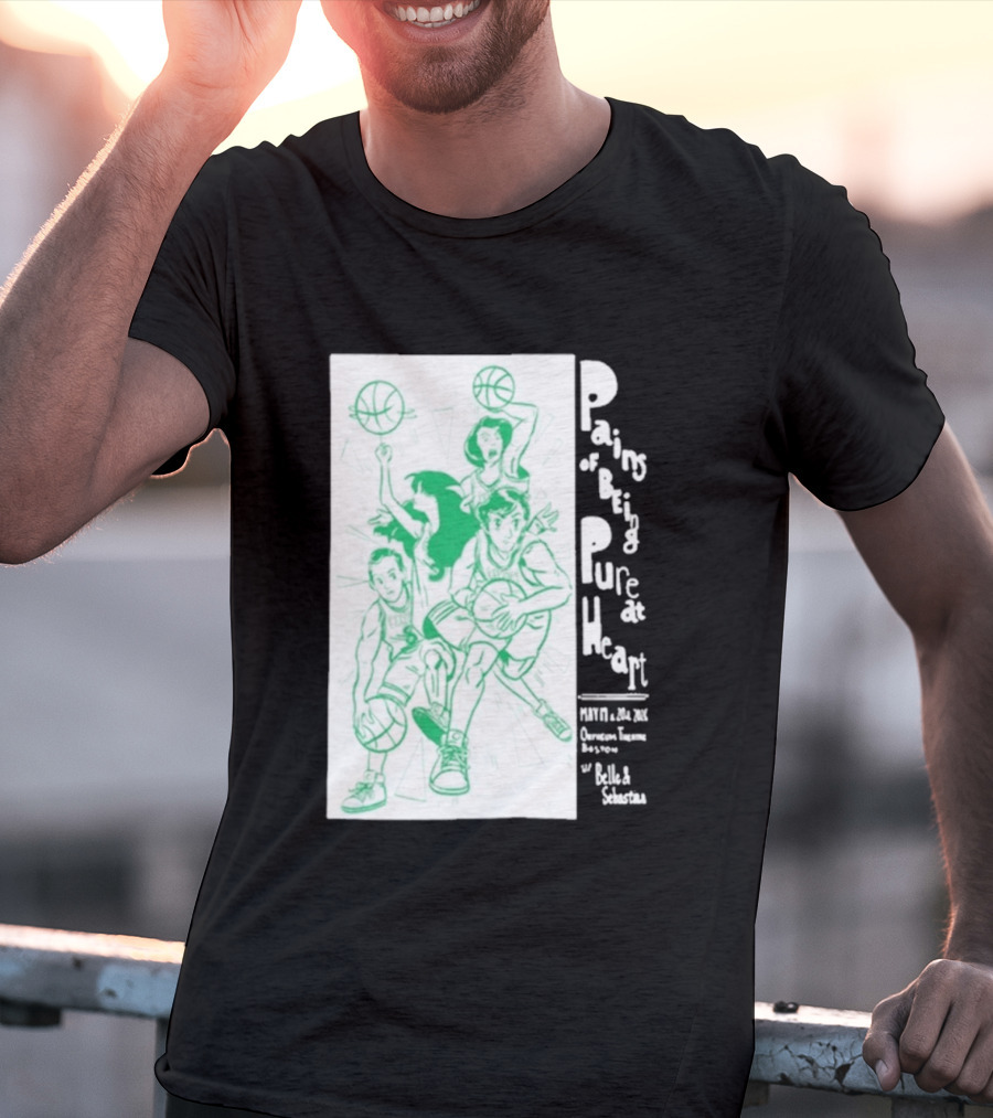 Pains Of Being Pure At Heart Boston May 19 Paradise Touring Company With Helki Silkscreen Basketball T-Shirt