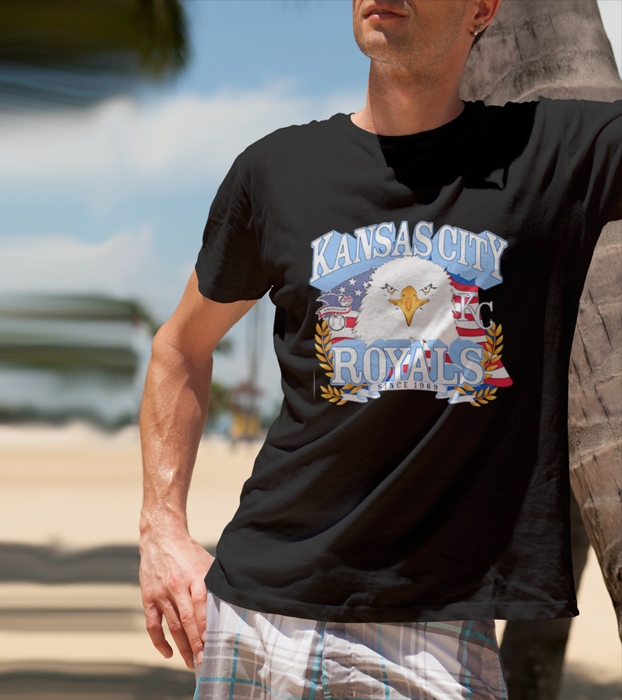Kansas City Royals Eagle With American Flag Patriotic KC T-Shirt