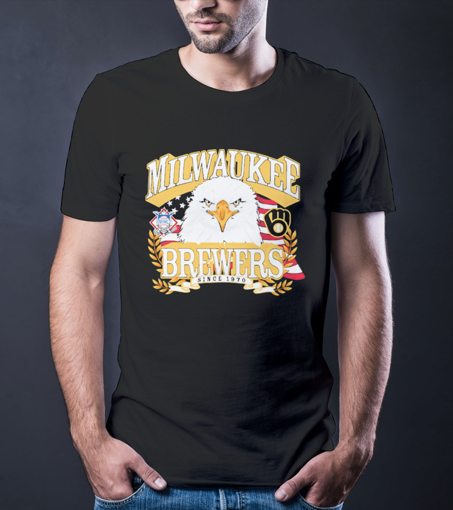 Milwaukee Brewers Eagle American Flag 250th Celebration T-Shirt