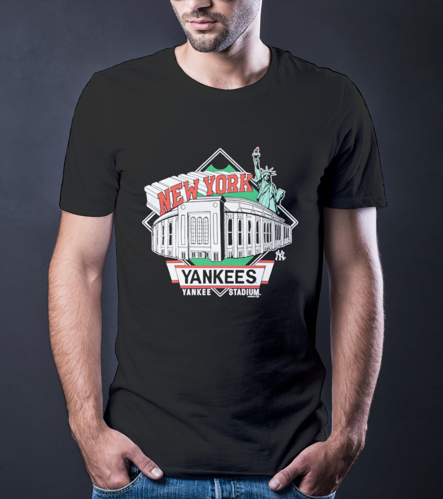 New York Yankees Yankee Stadium Facade Statue Of Liberty T-Shirt