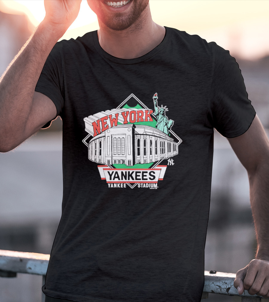 New York Yankees Yankee Stadium Facade Statue Of Liberty T-Shirt