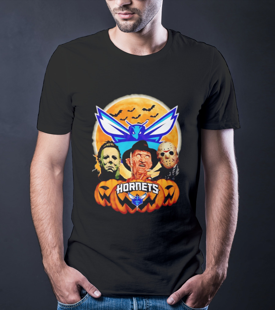 Halloween Horror Characters Freddy Jason Michael Myers Charlotte Hornets T-Shirt