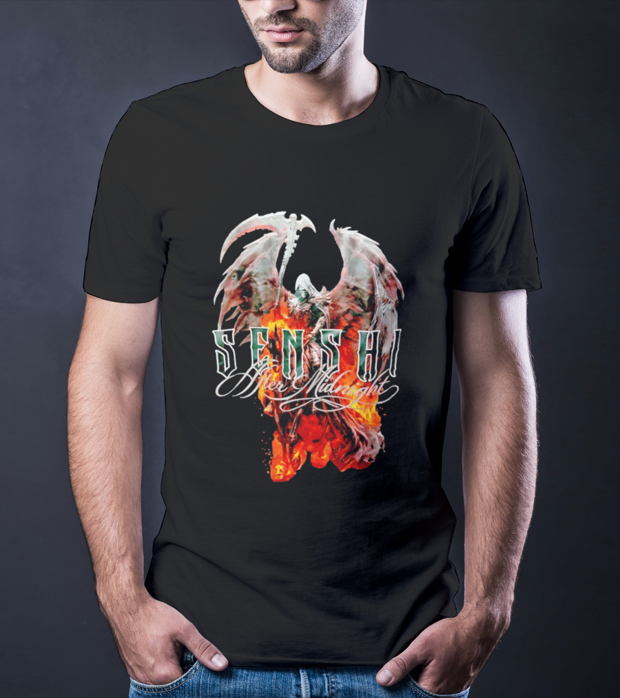 Senshi After Midnight Flaming Grim Reaper Wings T-Shirt