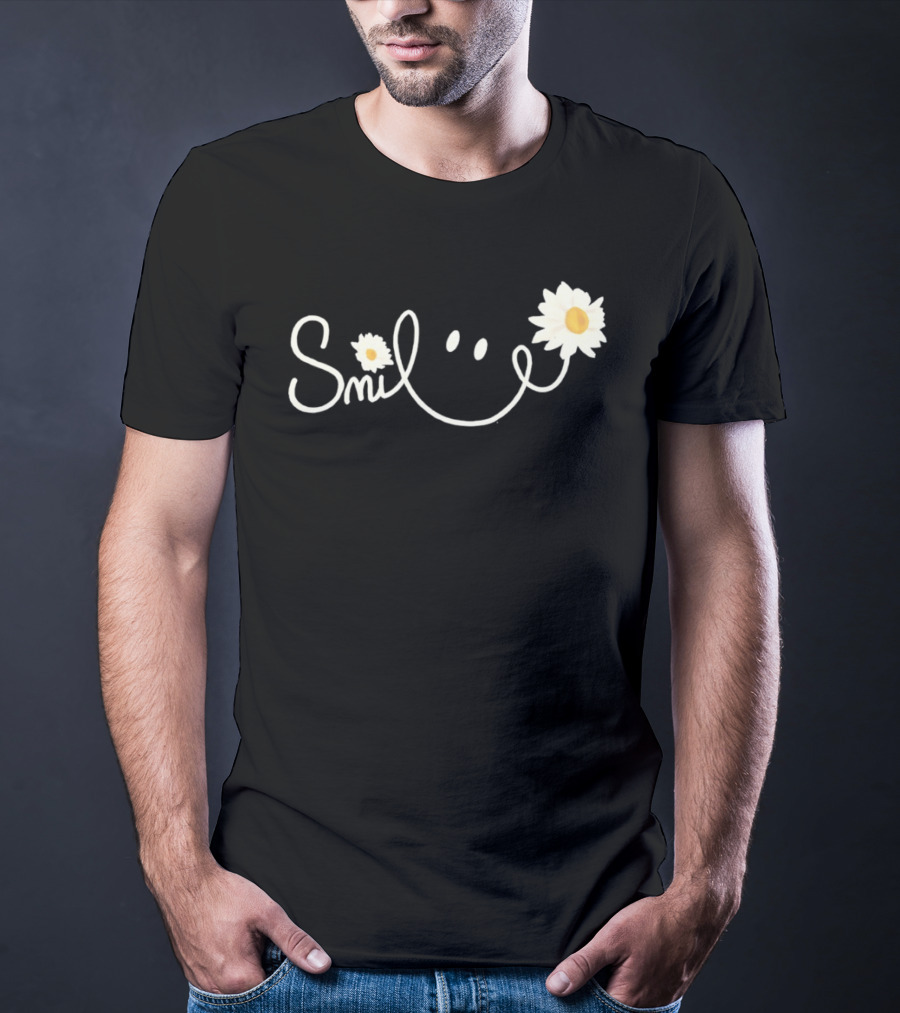 Smile Daisy Flower Icon With Happy Face T-Shirt