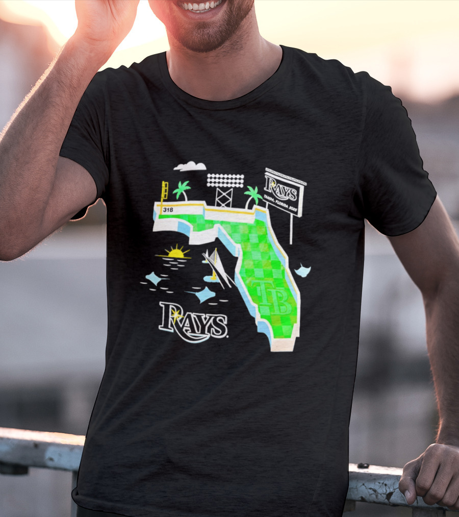 Tampa Bay Rays Florida Map TB Stadium Palms And Sunshine T-Shirt