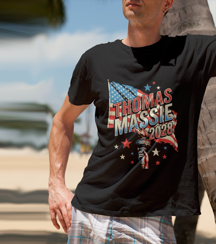 Thomas Massie 2028 American Flag Liberty Torch Stars T-Shirt