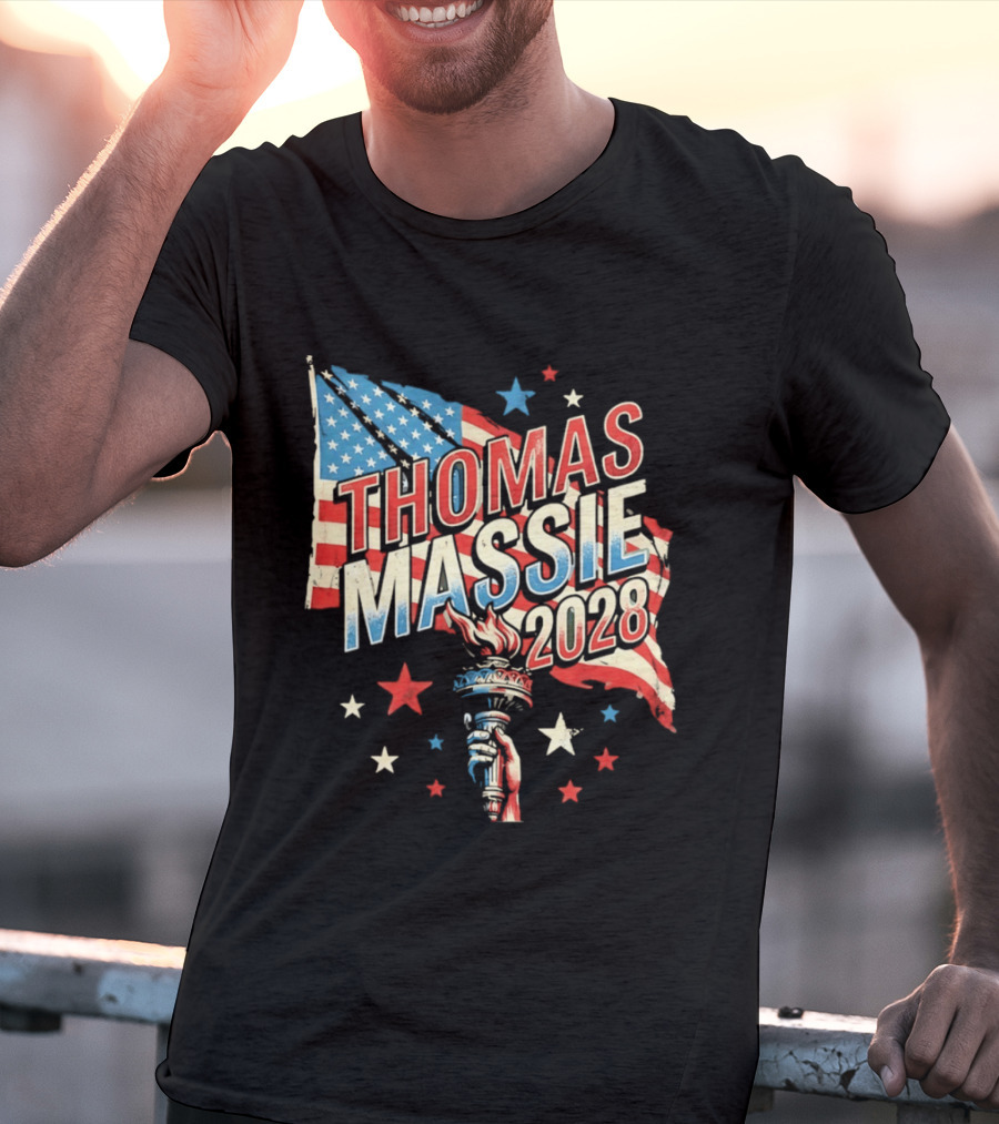 Thomas Massie 2028 American Flag Liberty Torch Stars T-Shirt