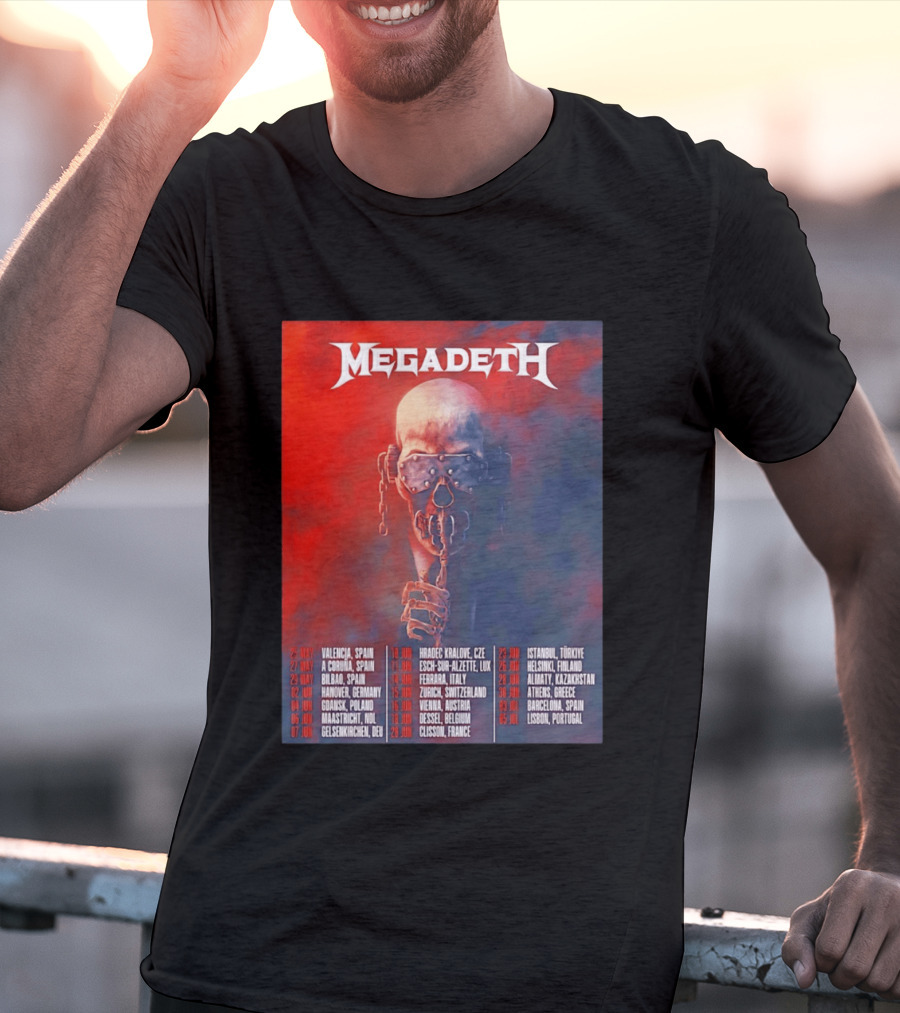 Megadeth 2026 Farewell Tour Europe Dates And Venues T-Shirt