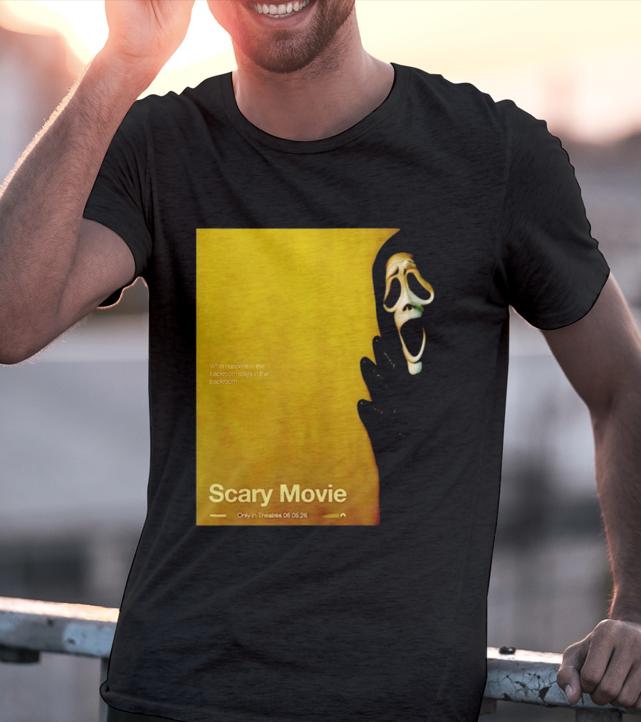 What Happens In The Backroom Stays In The Backroom Scary Movie 6 Backrooms Only In Theatres 06.05.26 T-Shirt