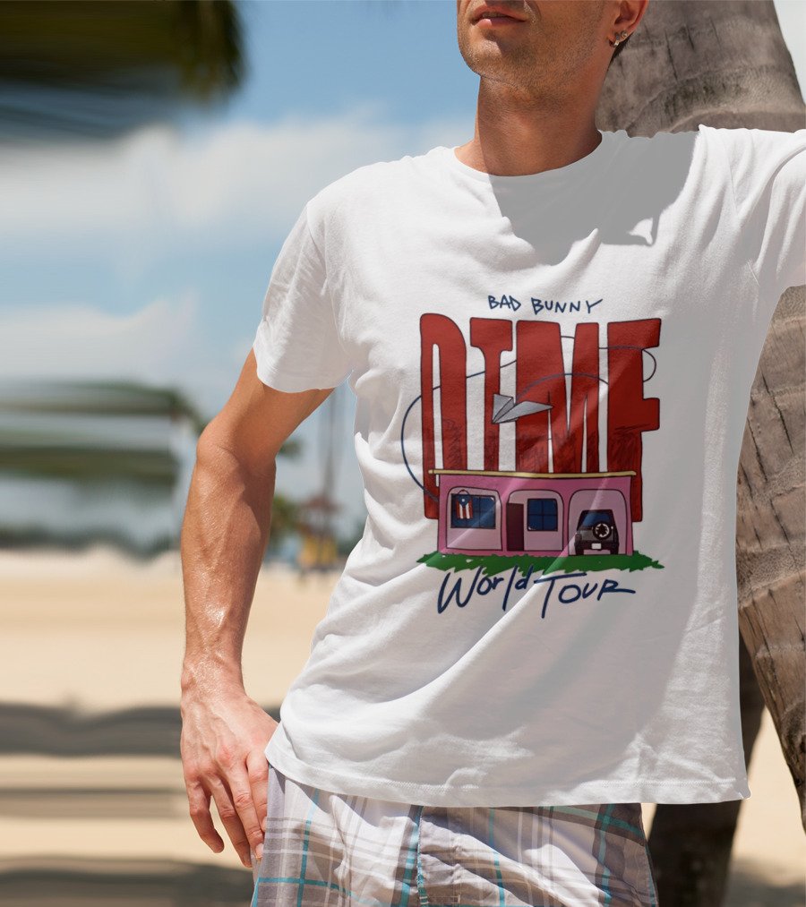 Bad Bunny Dtmf World Tour 2026 Paper Airplane Pink House Jeep T-Shirt