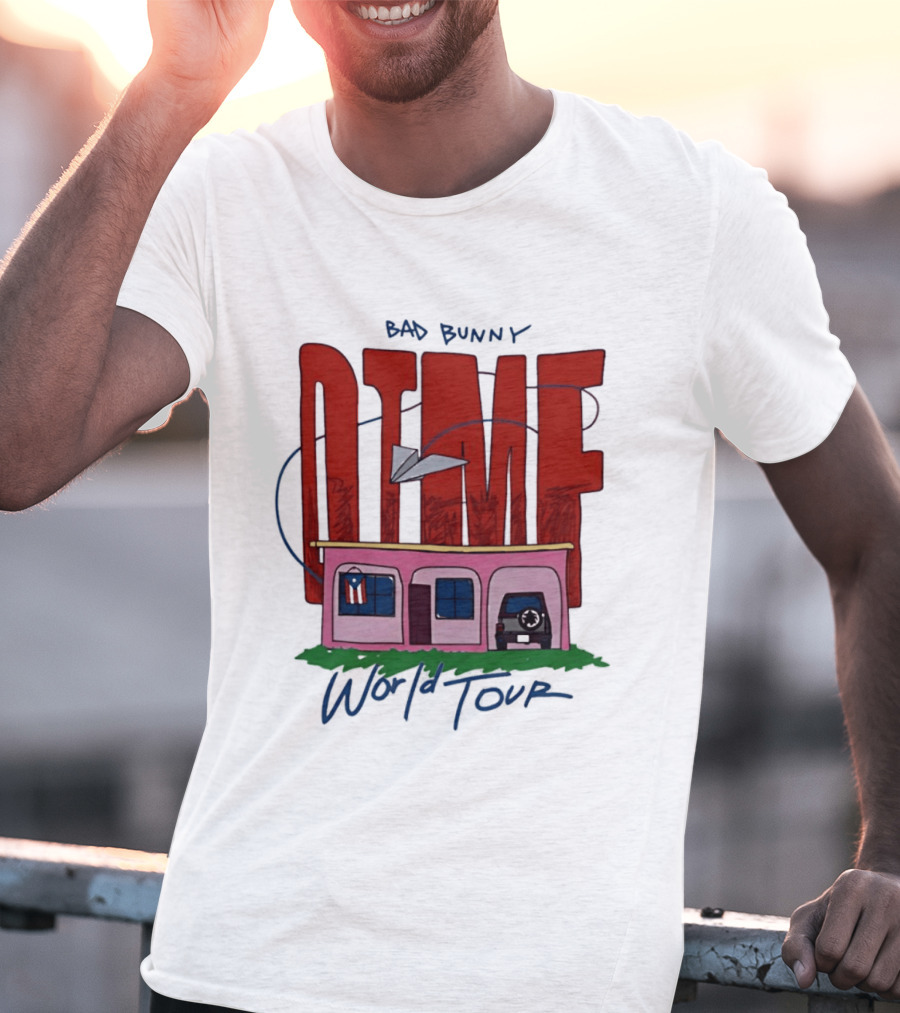 Bad Bunny Dtmf World Tour 2026 Paper Airplane Pink House Jeep T-Shirt
