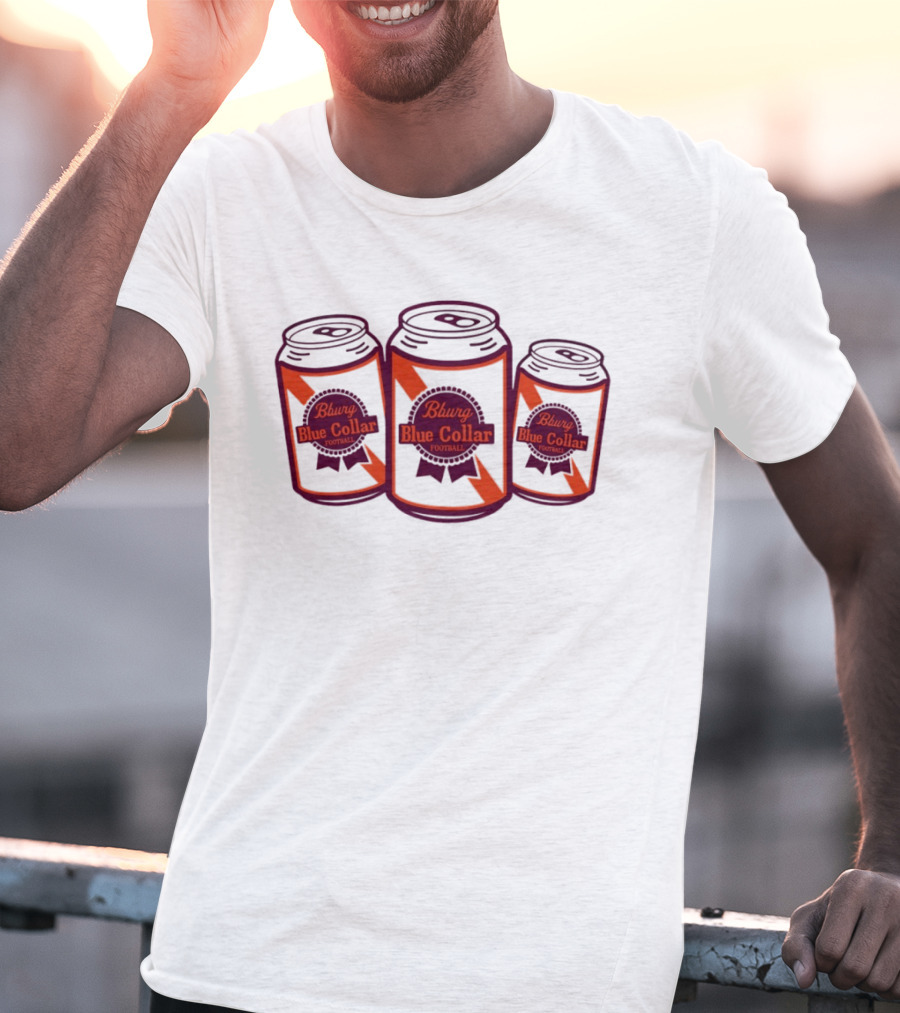 Blacksburg Virginia Tech University Hokies Bburg Blue Collar Football ACC Cans T-Shirt
