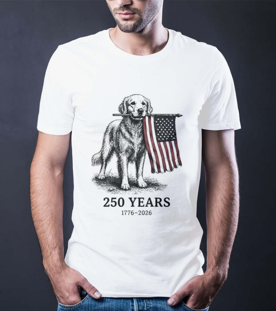 Golden Retriever American Flag 250 Years 1776 2026 T-Shirt