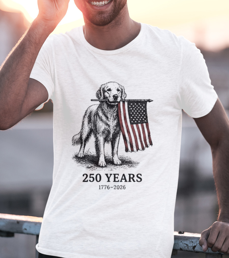 Golden Retriever American Flag 250 Years 1776 2026 T-Shirt