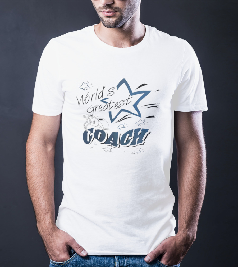 World's Greatest Coach Whistle Star Accents T-Shirt